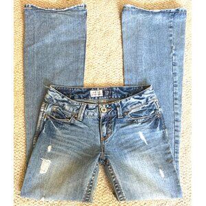 Aéropostale Hailey Skinny Flare Distressed Blue Jeans 1/2 Long Long